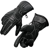 Milwaukee Leather SH607 Men's Black Leather Gauntlet Padded Back Racing Motorcycle Hand Gloves W/Reflective Piping.