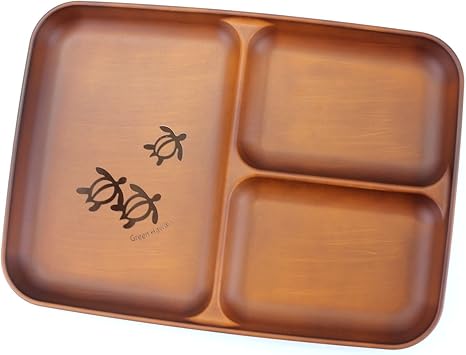Amazon Co Jp ハワイアン 雑貨 Green Hawaii 三仕切り ウッド調ランチプレート ホヌ ハワイ雑貨 お土産 ホーム キッチン