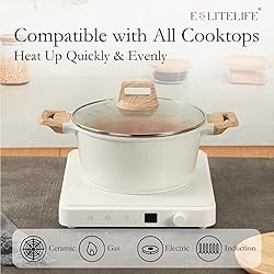ESLITE LIFE Nonstick Stock Pot with Lid, 7 Quart