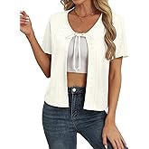 Colormagic Womens Tie Front Cardigan Lightweight Short Sleeve Cardigans for Women Trendy Open Front