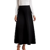 TEERFU Womens Fall Winter Elastic Waist Long Skirts A Line Ankle Length Vintage Skirt