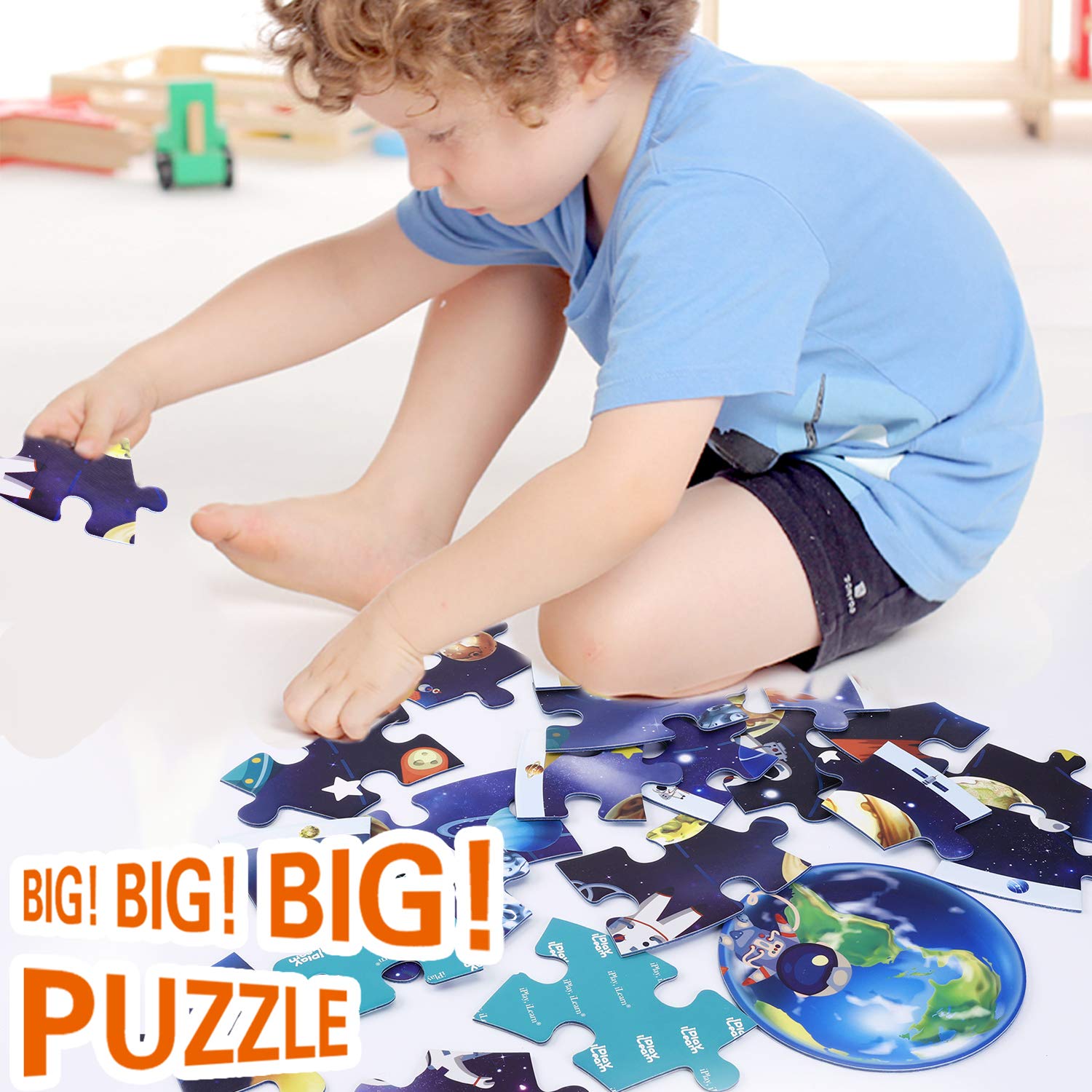 Jumbo Floor Puzzle Large Space Ships Boys Ilearn Wooden Solar