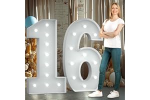 Rielmox Marquee Numbers 16, Marquee Numbers 4 Feet Tall Light Up Numbers Large Birthday Decorations Party Decor 4FT White Anniversary Decoration for Boys Girls Teens Men Women