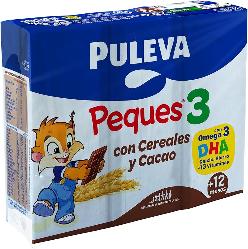 PULEVA KIDS 3 com Cacau e Cereais dos 12 aos 36 meses - 10 embalagens de 3x200ml