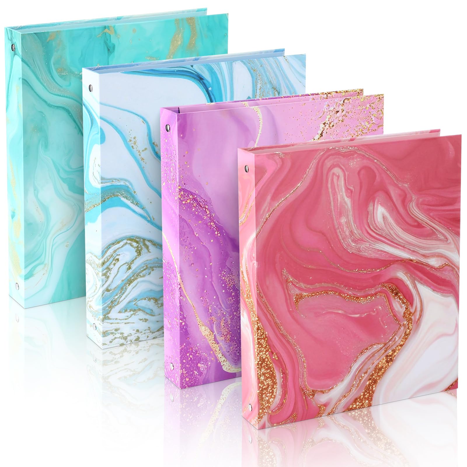 Photo 1 of Tenceur 4 Pcs 3 Ring Binder 1 Inch with 2 Pockets Fits 8.5 x 11 Inches Decorative Cute 4 Styles Hardcover Marble Binder for School Office College Home Back to School