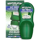 Mentholatum No-Mess Vaporizing Rub Roll-On, Maximum Strength Cough Suppressant, Topical Chest Rub &amp; Analgesic, Soothing Vapors Relieve Aches &amp; Pains Due to Cold &amp; Cough, 1.76 oz