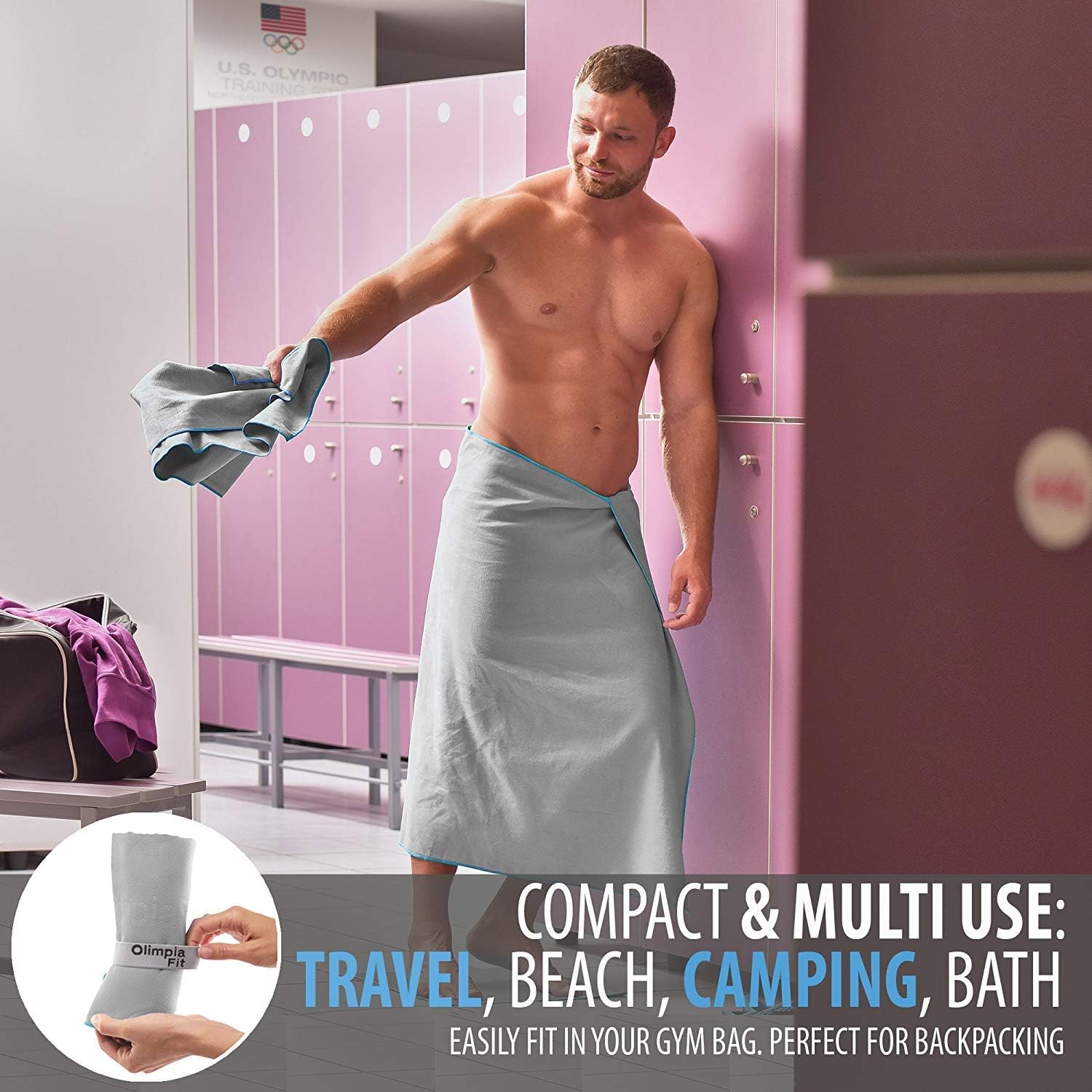 Set of 3 Microfiber Towels Fast Drying Gray Travel Backpacking Yoga Swimming Sports Fitness Exercise Gym Body Face Sweat Towel - Absorbent Swim Shower Bath Pool Antibacteriаl Camping Foot Day Pack : Sports & Outdoors