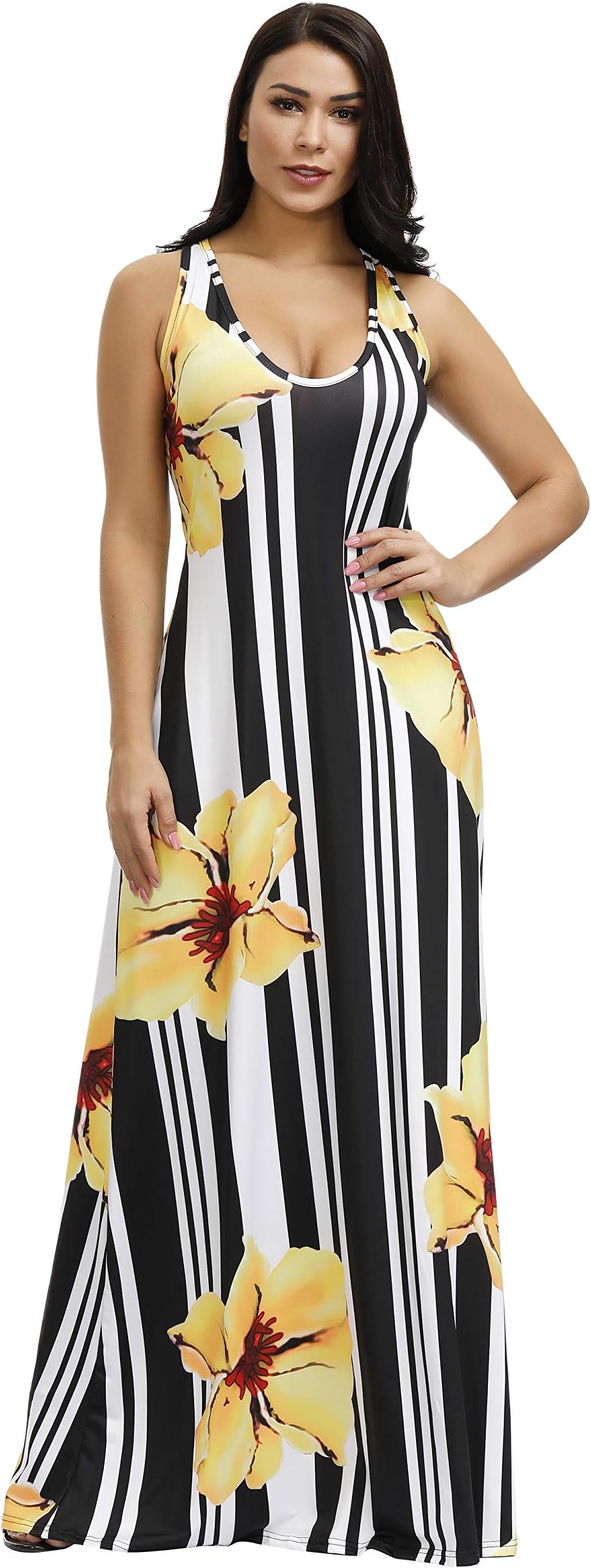 Womens Tie Dye Maxi Dresses Sleeveless Casual Sexy Vintage Floral Summer Boho Bodycon Long Dress Plus Size Sundresses
