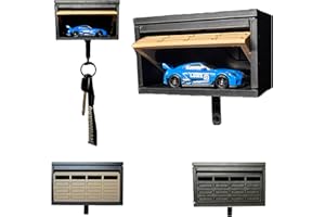 OmniMart Car Garage Key Holder with Opening Door, Mini Car Garage Key Holder with Real Windows for Wall & Cars Enthusiast, Easy Installation(Car Not Included), Key Hook Garage for Hot Wheels (1, Tan)