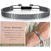 THEMEROL Valentines Day Gifts for Him/Her-Strength/Protection-Natural Hematite Arrow Bracelet-Unisex Style/Adjustable/Handmade Gifts