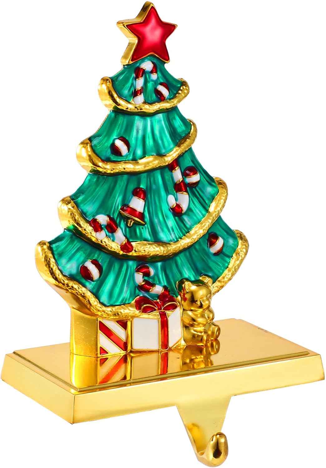 Ornament Hooks - 2023 Christmas Tree Stocking Hangers for Mantel, Christmas Tree Stocking Holders for Fireplace Mantel Weighted Stocking Hanger Hooks Heavy Duty Christmas Stockings Holder for Christmas Tree (1,C-Tree)