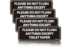 AYIFAN 4 Pack Do Not Flush Feminine Products Sign,Do Not Flush Anything Except Toilet Paper Bathroom Sign,Self-adhesive for Home and Business Acrylic with Symbols 9"x3" Black Gold Easy to Mounting