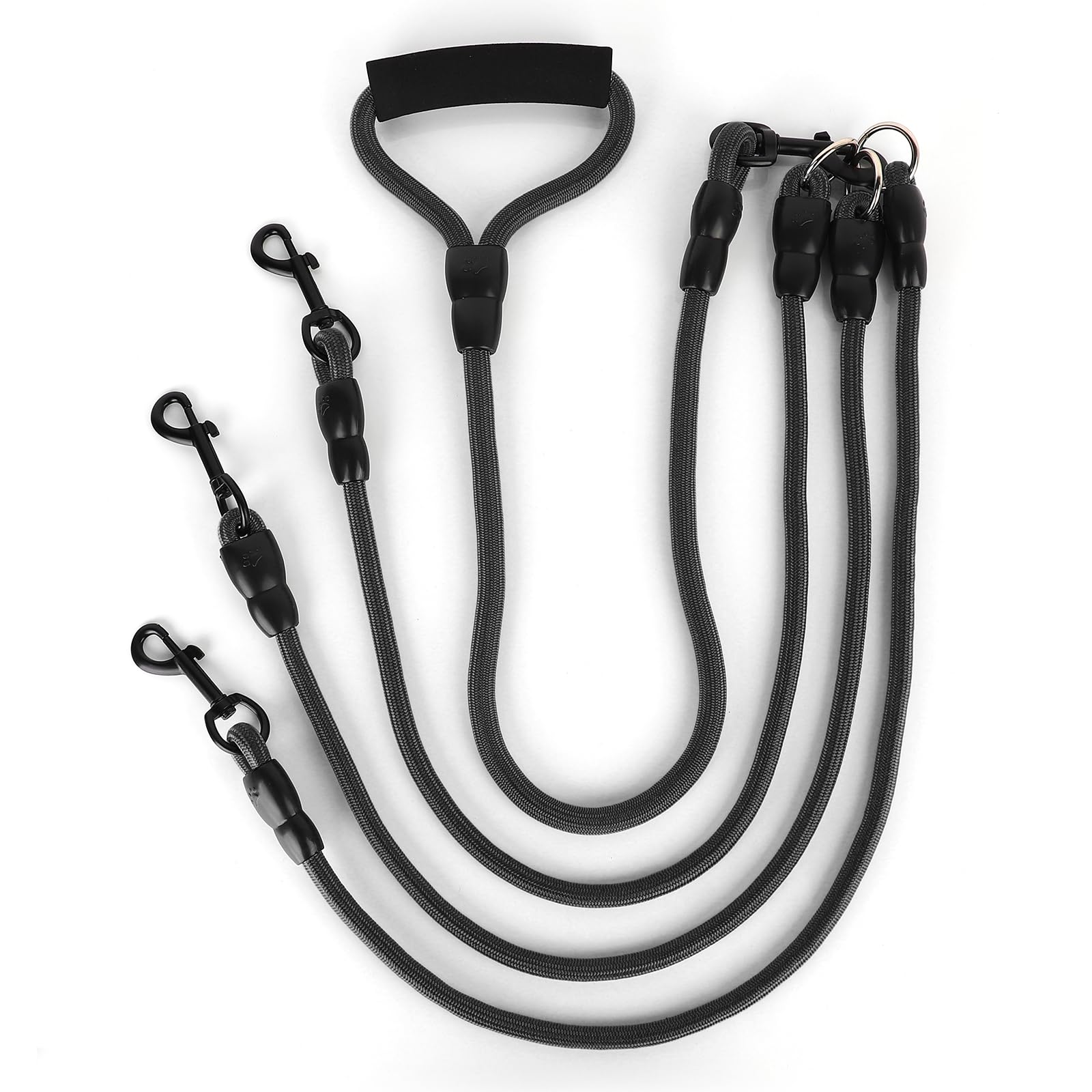 PUGTOW 3 Way Dog Leashes No-Tangle Triple Multi Pet Dog Lead Rope Strap 3 in 1 Adjustable, Detachablefor Walking 3 Dogs,L