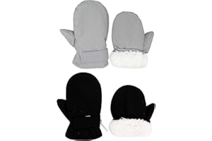 Slivery Color Toddler Gloves Kids Mittens Winter Warm Lined Fleece Gloves Waterproof Snow Baby Mitten for Boys Girls