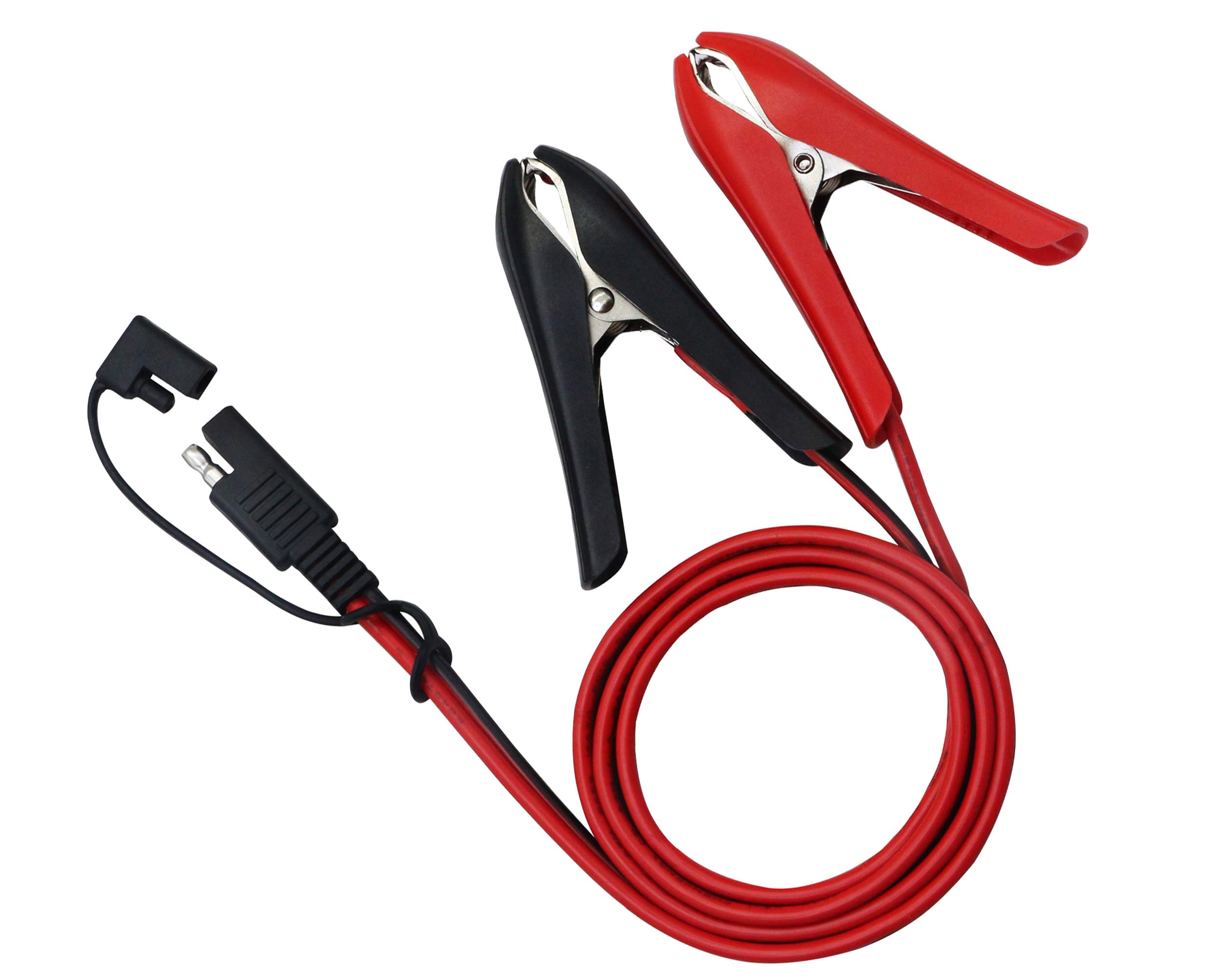 CERRXIAN 1M/3.3Ft Solar Battery Plug SAE to Crocodile Clip line, Full Copper Bold SAE Head Turn Red + Black Alligator Clip