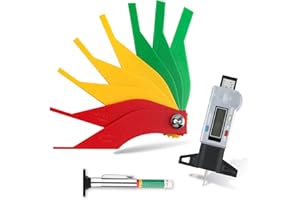 Digital Tire Tread Depth Gauge Kit - Color Coded Gauge - Brake Pad Lining Shoe Thickness Measure Tool Ruler for Automotive, M
