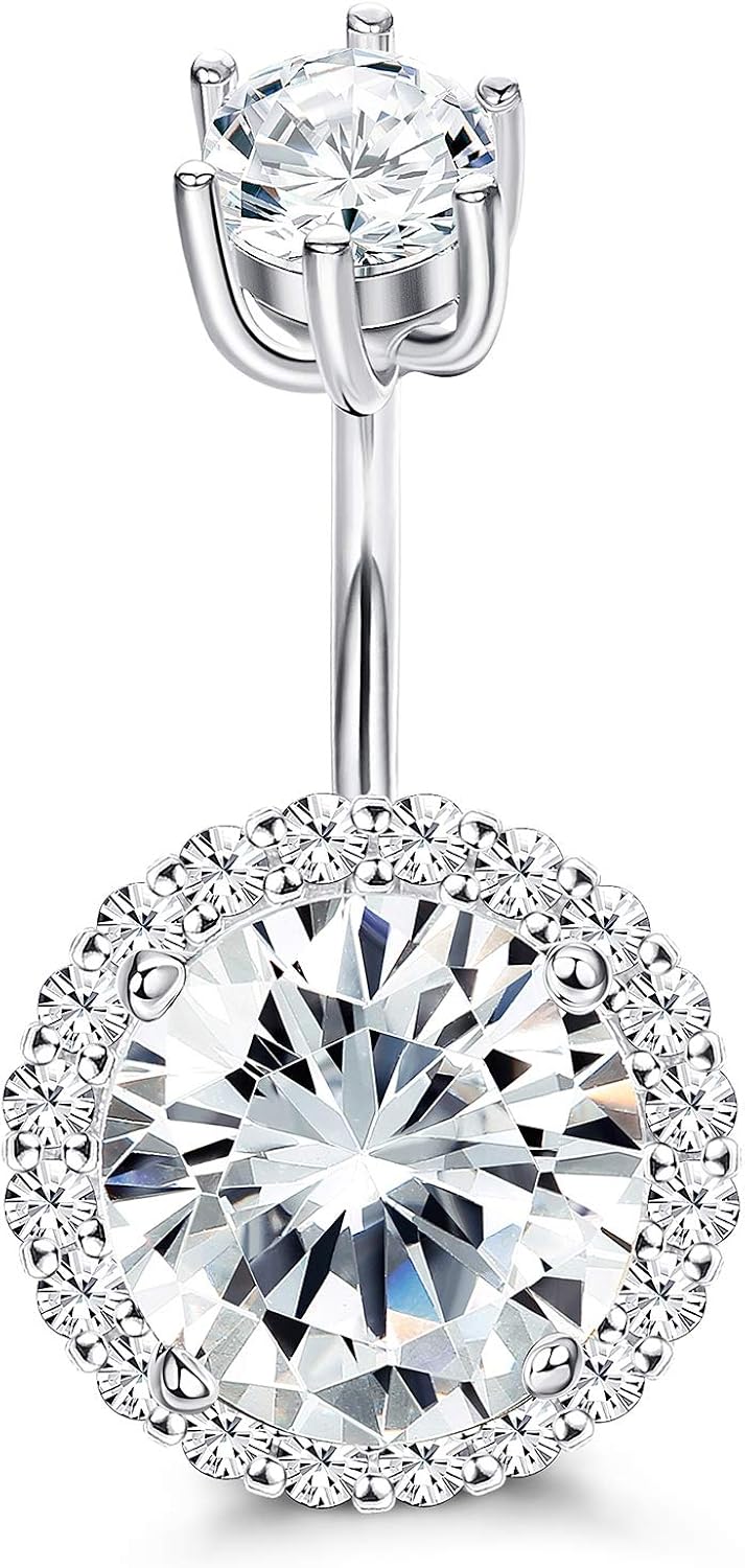 Sllaiss Cz Halo Belly Button Rings For Women 925 Sterling Silver 14g Belly Ebay
