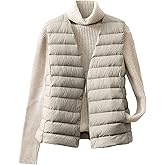 Hnodov Womens Winter Puffer Vest Lightweight Collarless Outdoor Puffy Down Vests V Neck Sleeveless Button Down Jacket