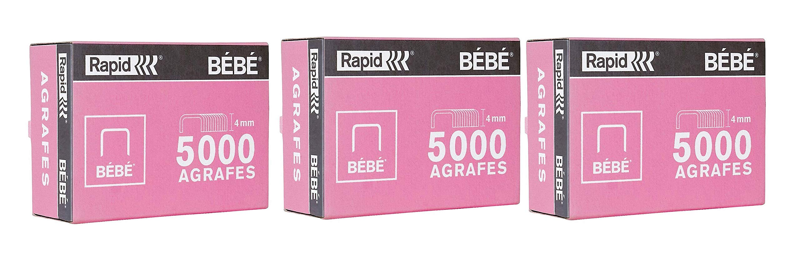 Rapid Pack of 3, 5000 Copper Baby Staples Box each, E 11974602, Equivalent to NF