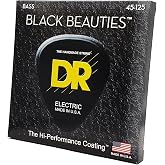 DR Strings Bass Strings, Black Beauties BASS Black Coated Nickel Plated Bass Guitar Strings on Round Core (BKB5-45)