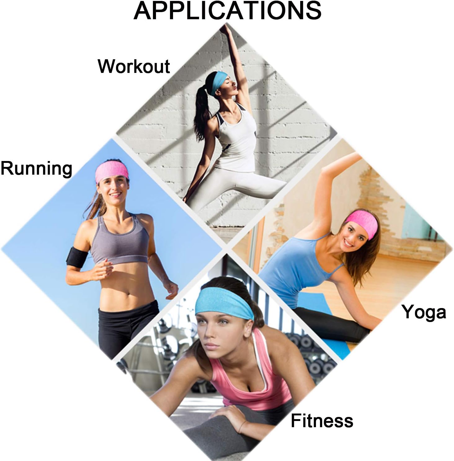 Headband for Womens Workout Sweatband Headscarf Stretchy Soft Sports Fitness Multi Lightweight Bandana Elastic Exercise Tennis Running Gym Yoga Dance Set of 5 : Clothing