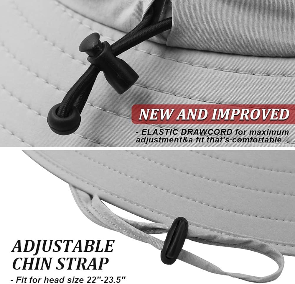 Ordenado Waterproof Sun Hat Outdoor UV Protection Bucket Mesh Boonie Hat Adjustable Fishing Cap Grey at  Women’s Clothing store