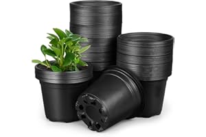 HQAUT 4 Inch Nursery Pots, 110 Packs Plastic Plant Pot with Drainage Hole, Seedling Starter Pots for Succulents (4 Inch)