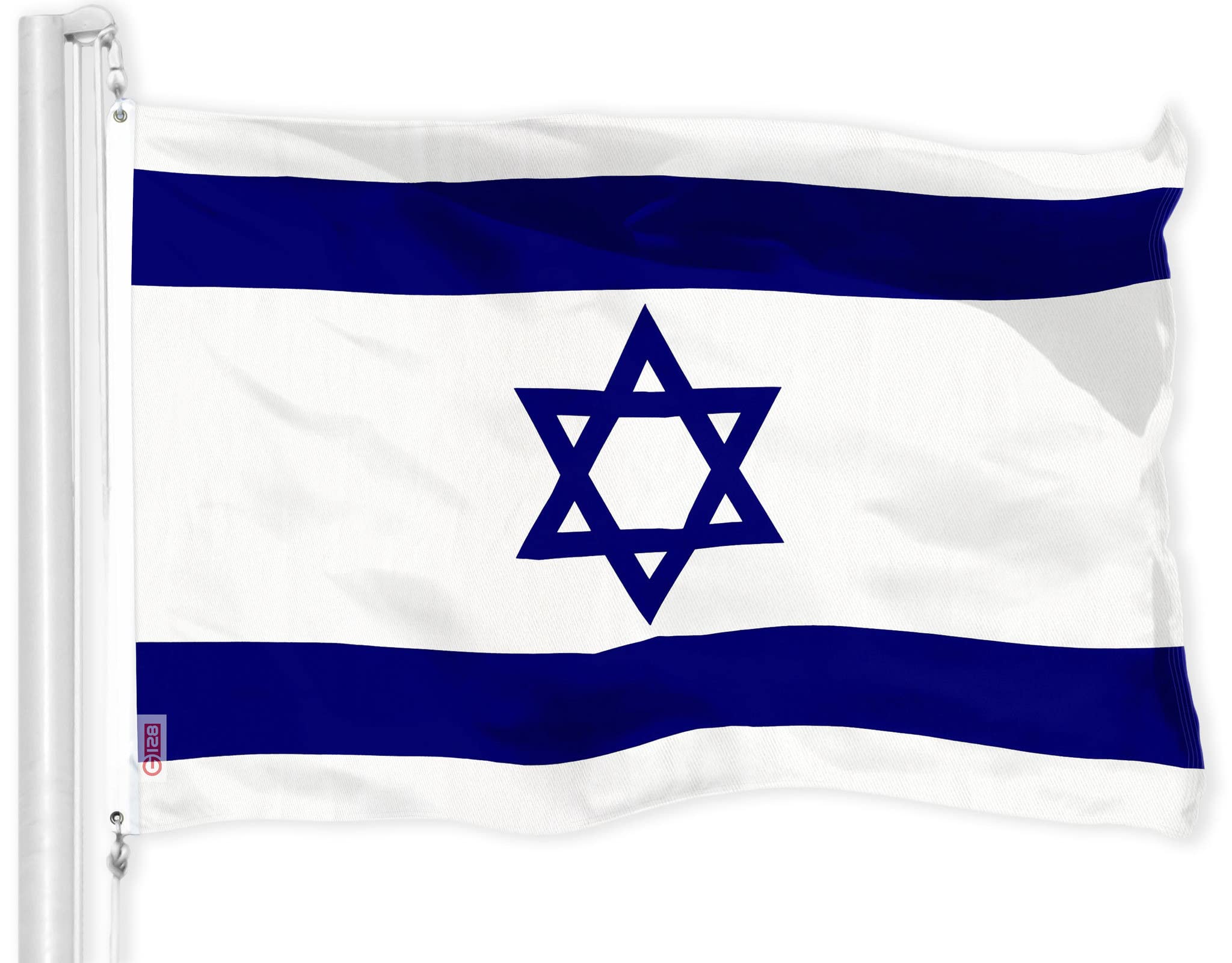 G128 Israel (Israeli) Flag | 3x5 feet | Printed 150D – Indoor/Outdoor, Vibrant Colors, Brass Grommets, Quality Polyester, Much Thicker More Durable Than 100D 75D Polyester