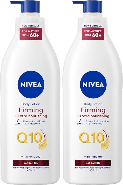 NIVEA Q10 60+ Mature Skin Body Lotion 400ml Argan Oil Pack of 2