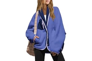 Nirovien Womens Fuzzy Fleece Jacket Colorblock Sherpa Jackets Shawl Winter Coats with Pockets Warm Outwear