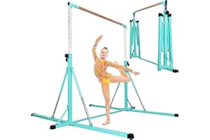 FC FUNCHEER Gymnastics Bar for Kids Ages 3-15, 35" to 60" Adjustable Height, 4FT Wide Base - Professional Kip Bar with 360° Stability & Fiberglass Crossbar, Easy Fold&Solid Design for Home Training