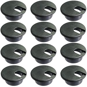 Desk Grommet Desk Hole Covers 1.5 Inch Black Plastic Grommets Table Grommet Cap,Used for Wire and Cable Finishing on Office Computer Desk (Pack of 12)