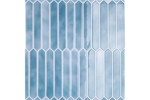 CRE8TIVE 16 Sheets Long Hexagon Tile Blue Peel and Stick Backsplash Tiles for Kitchen Peel and Stick Wall Tile 12"x12" Self Adhesive Renter Friendly Backsplash for Bathroom Tiles Living Room Fireplace