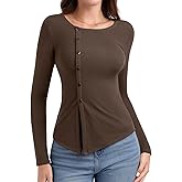 PINKMSTYLE Womens Asymmetrical Long Sleeve Shirt Casual Tunic Tops for Leggings Teacher Shirts