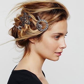 Fxmimior Star Sparkly Hair Clip Silver Crystal Glitter Bobby Pins