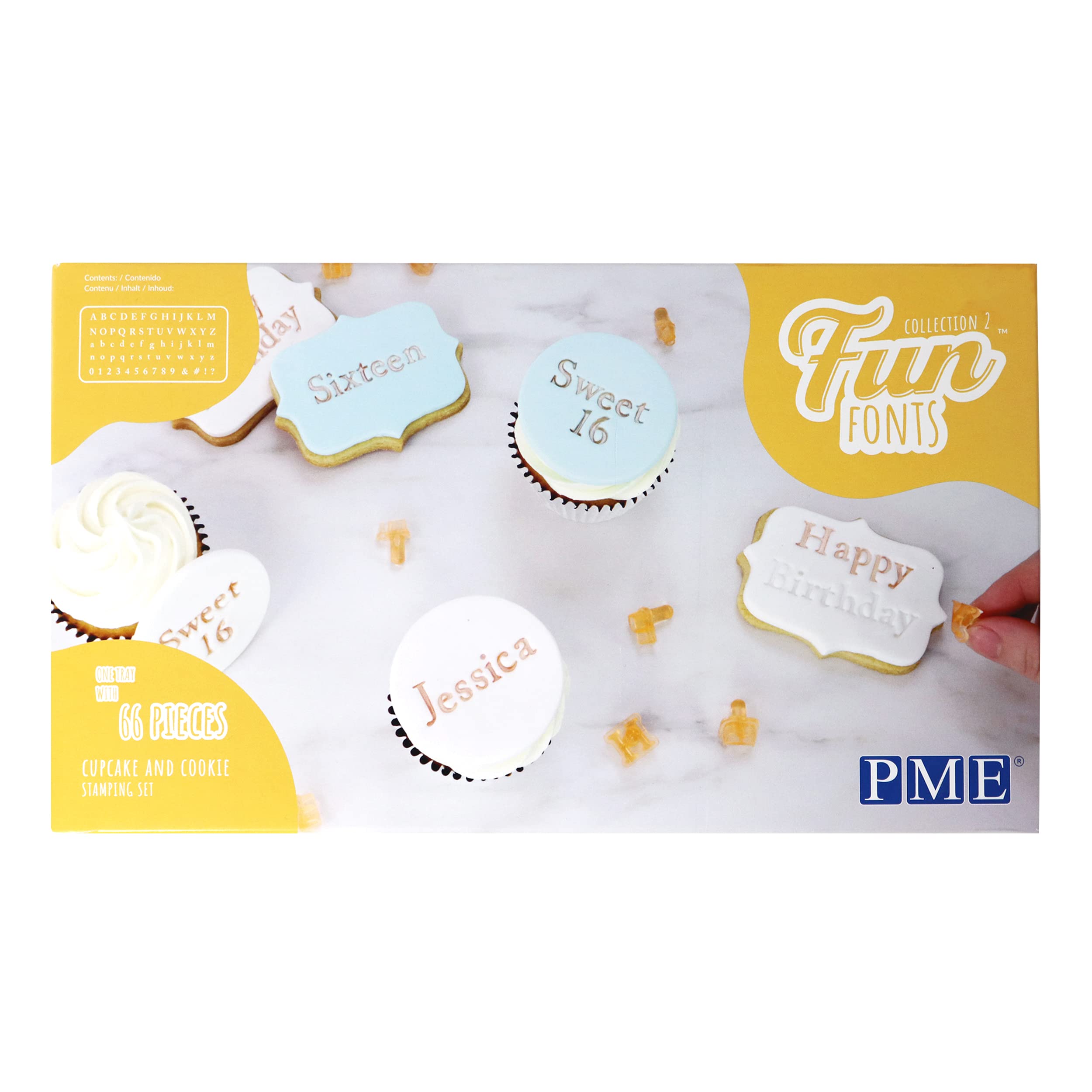 PME Fun Fonts-Cupcake and Cookie Stamping Set, Collection 2, Cupcakes & Cookies, Orange