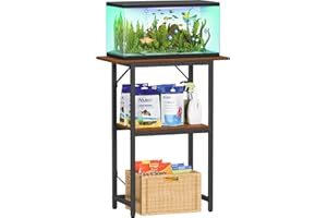 Snughome 10-20 Gallon Fish Tank Stand, Aquarium Stand 2-Tier Storage Shelves, Heavy Duty Terrarium Stand for Home Office Fish Tank Shelf, 24" L x 11.8" W x 30.7" H, Rustic Brown