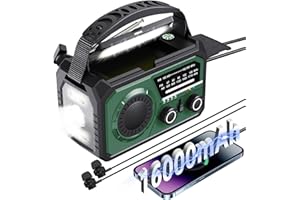 FQBLXY 16000mAh Emergency Weather Radio, AM/FM/NOAA Weather Alert Radio Hand Crank/Solar/Type-C Fast Rechargeable Outdoor Radio with Reading Lamp/SOS Alarm/3 Mode Flashlight/Power Bank(Green)