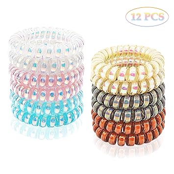 Amazon Com Finyosee 12 Pieces Spiral Hair Ties Fluorescent