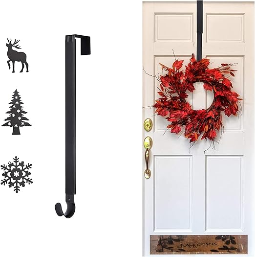 Amazon Co Jp クリスマスリースフック 花輪ハンガー 玄関用 調整可能 ドアリースフック 花輪ホルダー クリスマス ガーランドドアハンギング Black ホーム キッチン