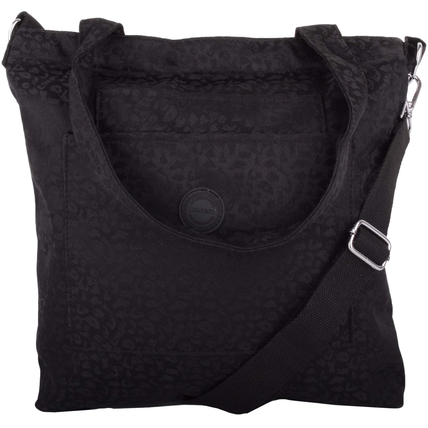 Valita Womens Animal Print Large Cross Body Shoulder Tote Shopping Bag - Black