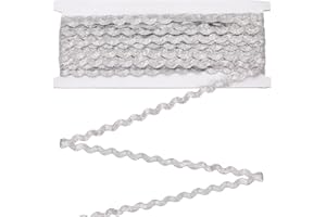 MAYJOYDIY 15Yard Silver Glitter Wave Braid Trim 0.3inch Wide Sliver Wavy Bending Ribbon Glitter RIC Rac Trim Silver Gimp Braid Trim for Sewing Cloth Home Party Decoration DIY Gift Wrapping