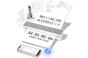 iDPRT Portable Thermal Printer A4 Inkless Wireless Printer for Travel Bluetooth 300 DPI Compatible with Phone&Laptop, Small M