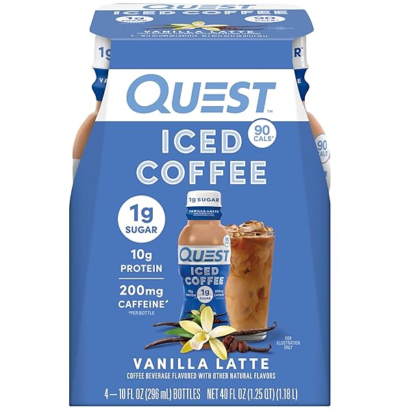 QUEST NUTRITION ICED COFFEE, VANILLA LATTE, 1G OF...