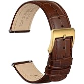 WOCCI Watch Bands, Top Grain Leather, Embossed Alligator Grain, Quick Release, Band Width 18mm 20mm 22mm