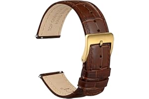 WOCCI Watch Bands, Top Grain Leather, Embossed Alligator Grain, Quick Release, Band Width 18mm 20mm 22mm