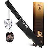 OOU® Black Blade 8 Inch Chef Knife with AgShield™ & Cerablack™ Technology, Rust-Resistant & Easy-Clean Finish, High Carbon Stainless Steel for Meat & Vegetables