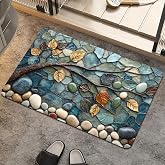 ZHUZHISHAN Bath Mat Rug,Mosaic-Stone Tree Non Slip Quick Dry Super Absorbent Thin Bathroom Rugs Fit Under Door-Easy to Clean Bathroom Floor Mats-Shower Rug for Shower Sink Bathtub(16