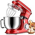 DOBBOR Electric Stand mixer, 9.5QT 660W 7 Speeds Tilt-Head Dough Mixers, Bread Mixer with Dough Hook, Whisk, Beater, Splash Guard for Baking Bread, Cake, Cookie, Pizza, Muffin, Salad and More - Red