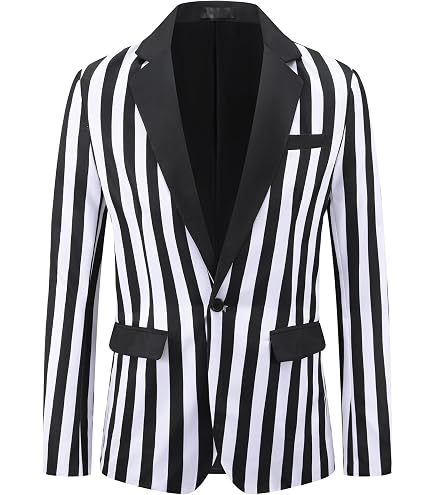 Lars Amadeus Stripes Blazers for Men's Slim Fit Single Breasted